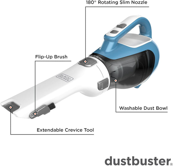 BLACK+DECKER dustbuster AdvancedClean Cordless Handheld Vacuum, Compact Home and Car Vacuum with Crevice Tool (CHV1410L