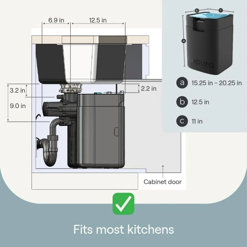 Sepura | World's First Septic-Safe Composting Garbage Disposal with Continuous Feed, Anti-Jam Disposal, and Carbon Filter Enabled Odorless Compost Bin (Sepura Unit)